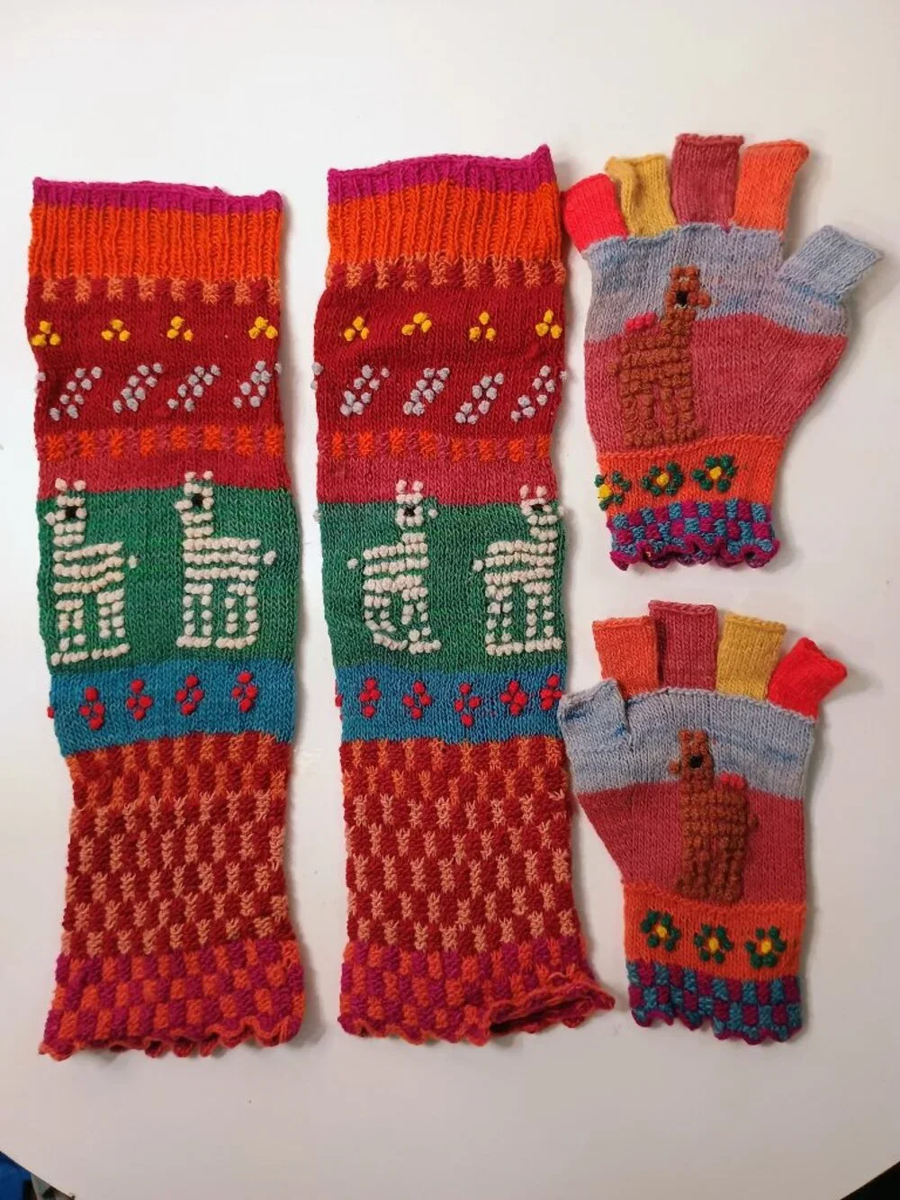 Andean Handcrafted Set: Warmers and Booties in Multicolored Sheep's Wool